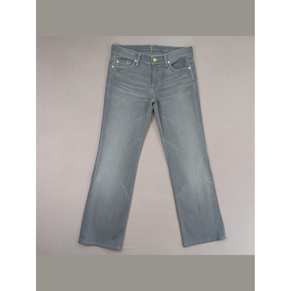 7 For All Mankind Super Flare Gray Low Rise Jeans 28 Made in USA Y2K